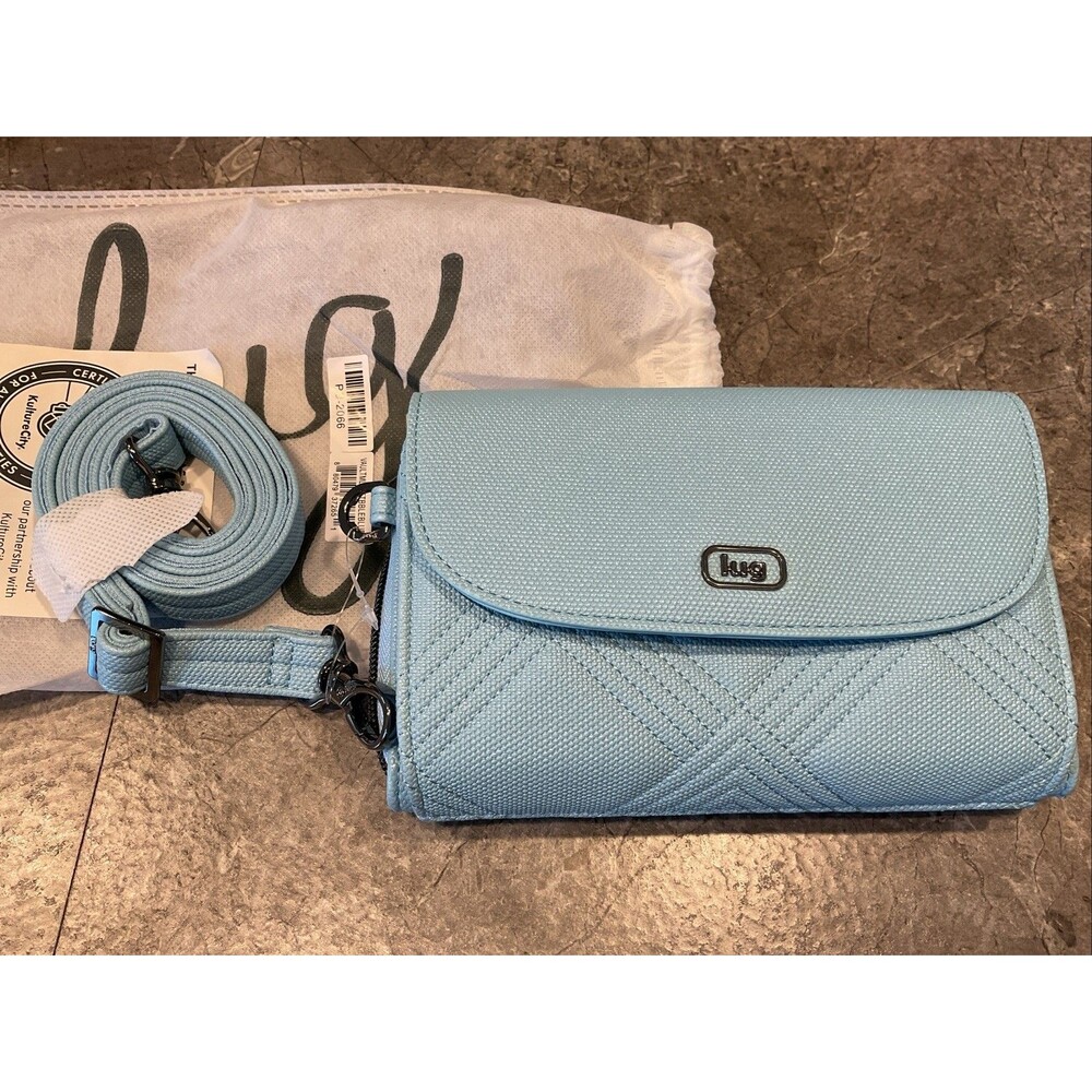 NWT Lug Matte Luxe VL Vault Crossbody Bag W/Dust Cover Metallic Bubble Blue